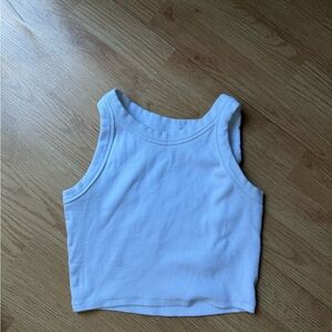 White Ribbed Crop Tank Top – Size 44–46